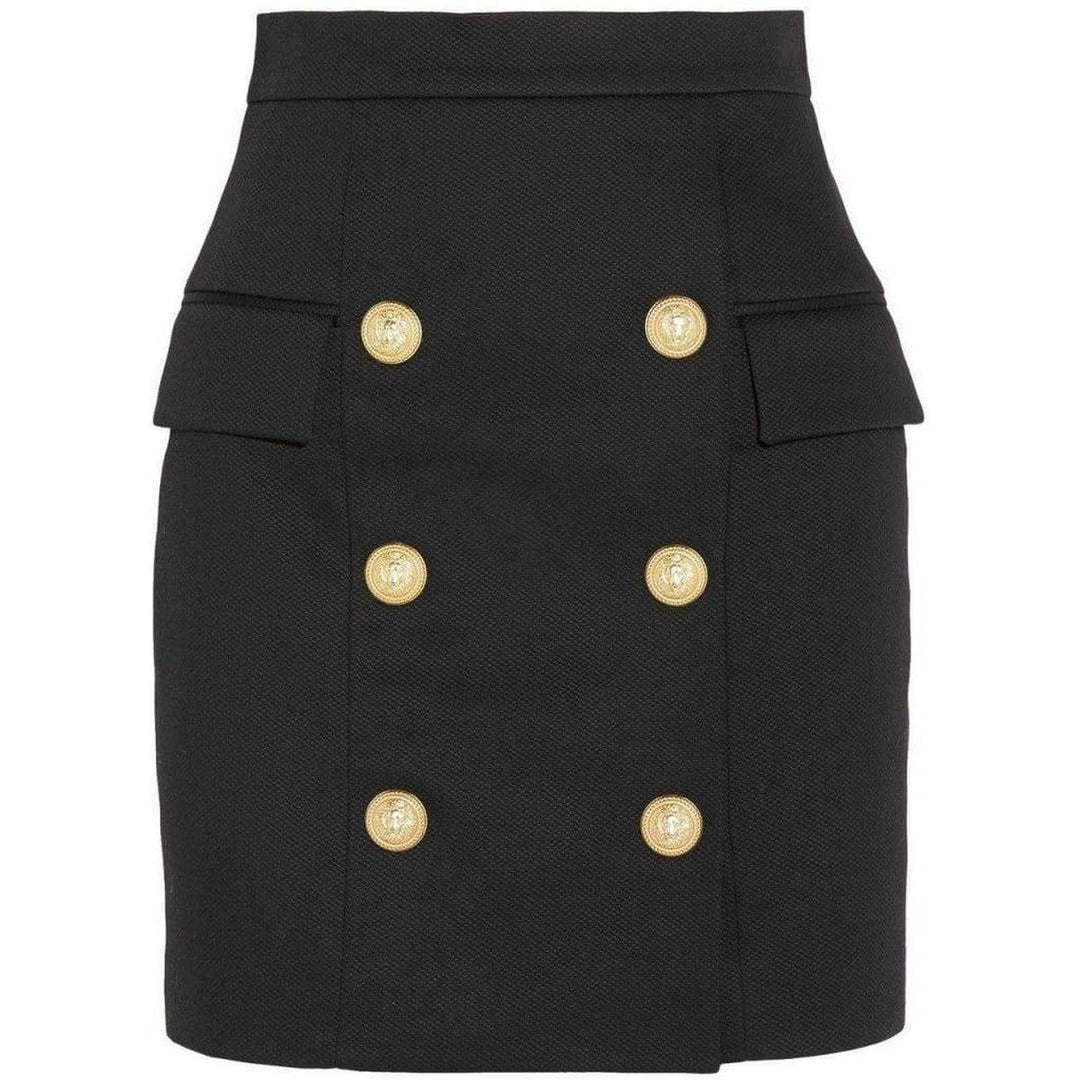 Black Buttoned Mini Skirt