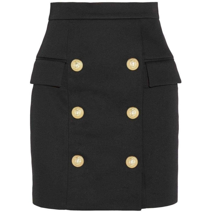 Black Buttoned Mini Skirt