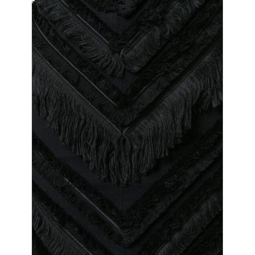 Black Chevron Fringed Mini Skirt