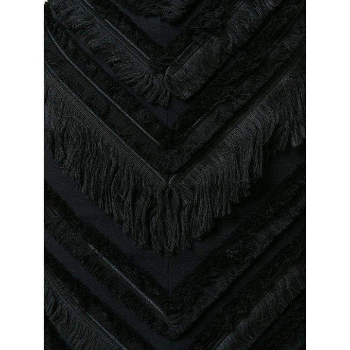 Black Chevron Fringed Mini Skirt