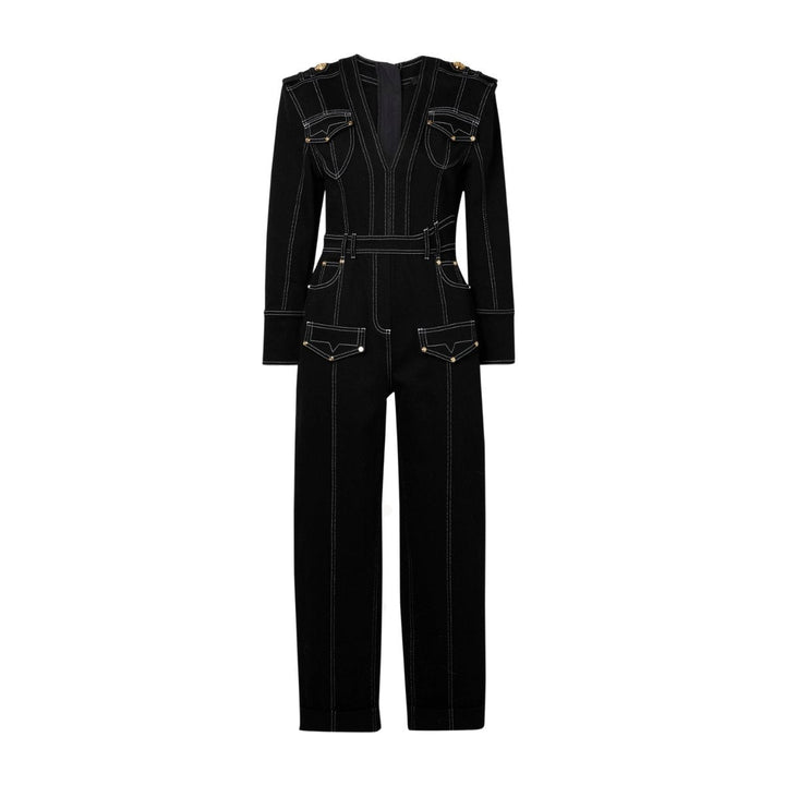 Balmain-Black Denim Jumpsuit - Runway Catalog