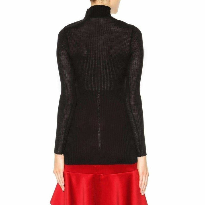 Black Embellished Wool Turtleneck Sweater