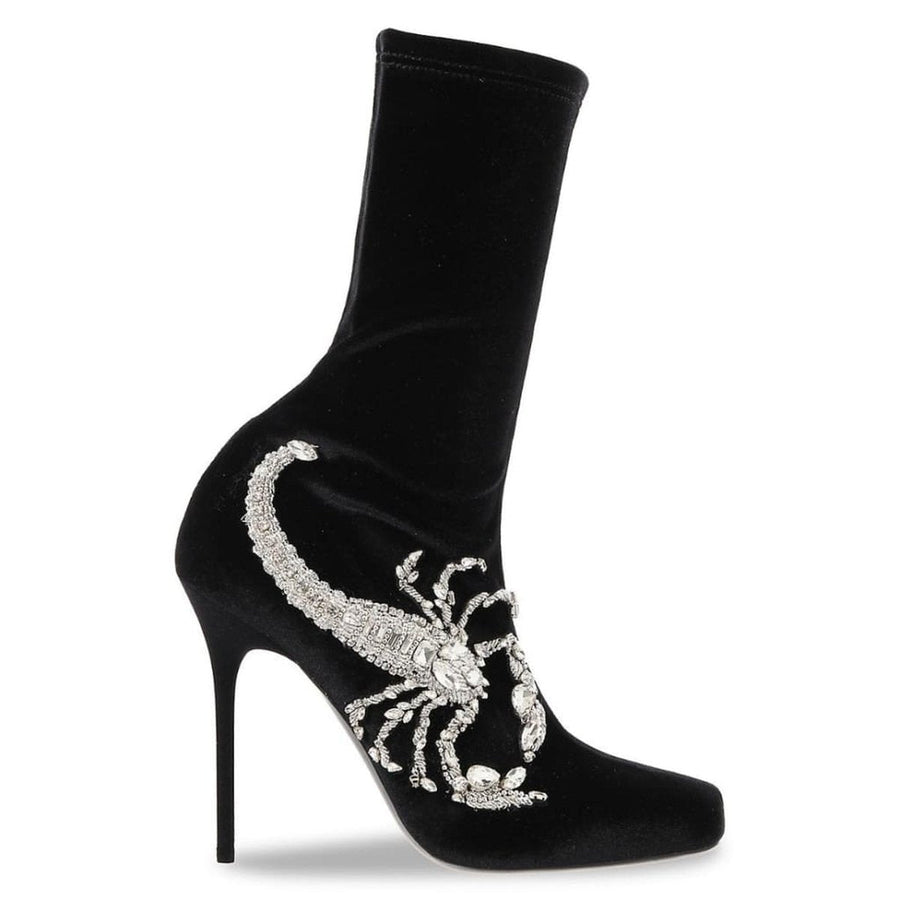 Balmain-Black Embroidery Embellished Sock Boots - Runway Catalog