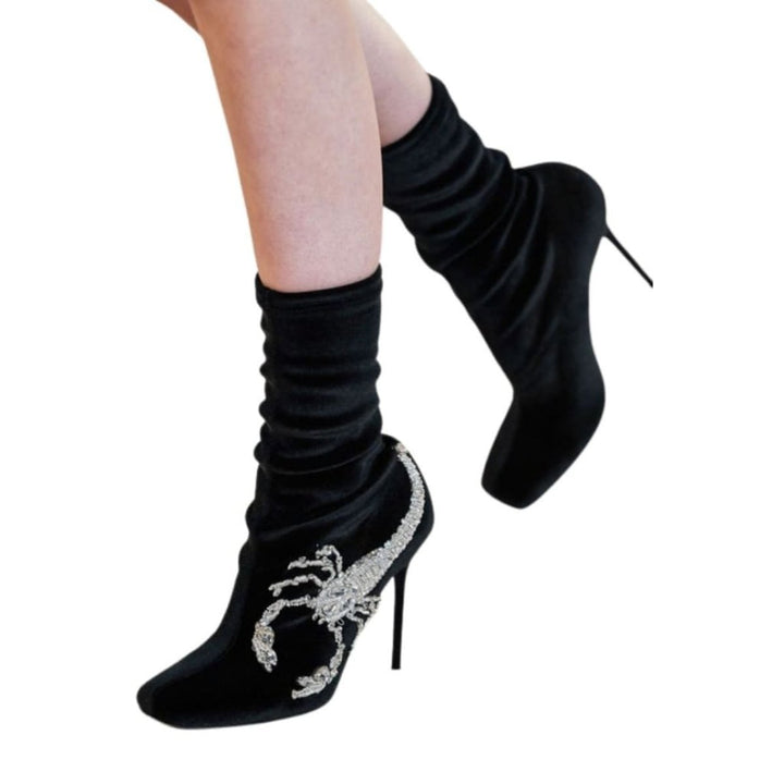 Scorpion Embellished Sock Boots