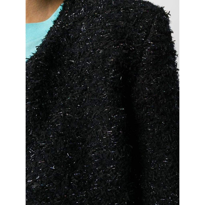 Black Fringed Metallic Tweed Jacket