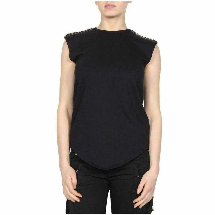 Balmain-Black & Gold Chain Trimmed Tank Top - Runway Catalog