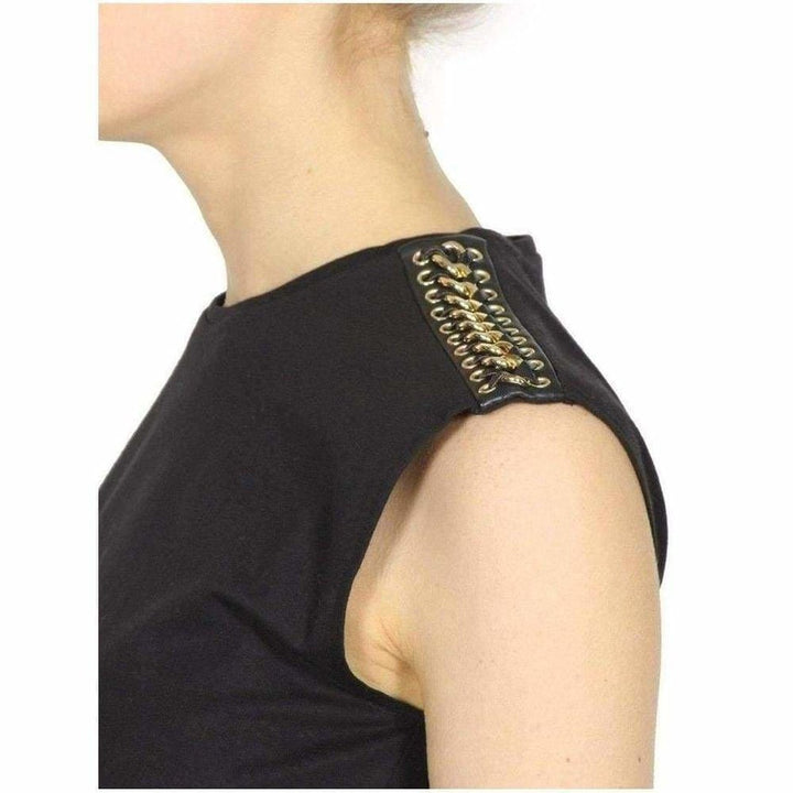 Black & Gold Chain Trimmed Tank Top