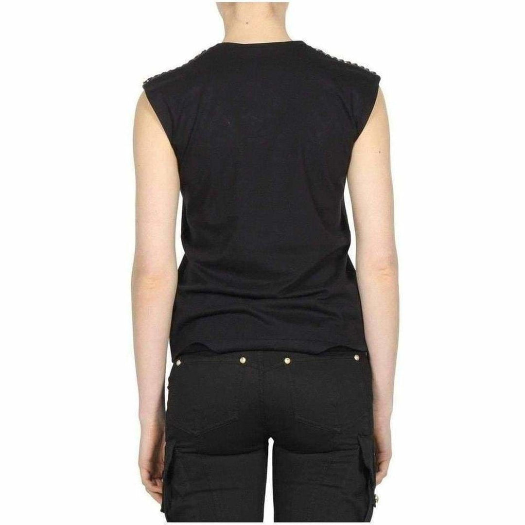 Black & Gold Chain Trimmed Tank Top