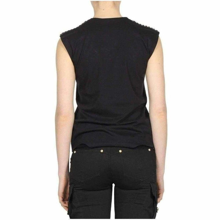 Black & Gold Chain Trimmed Tank Top