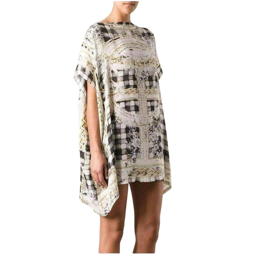 Black & Gold Printed Silk Dress Tunic