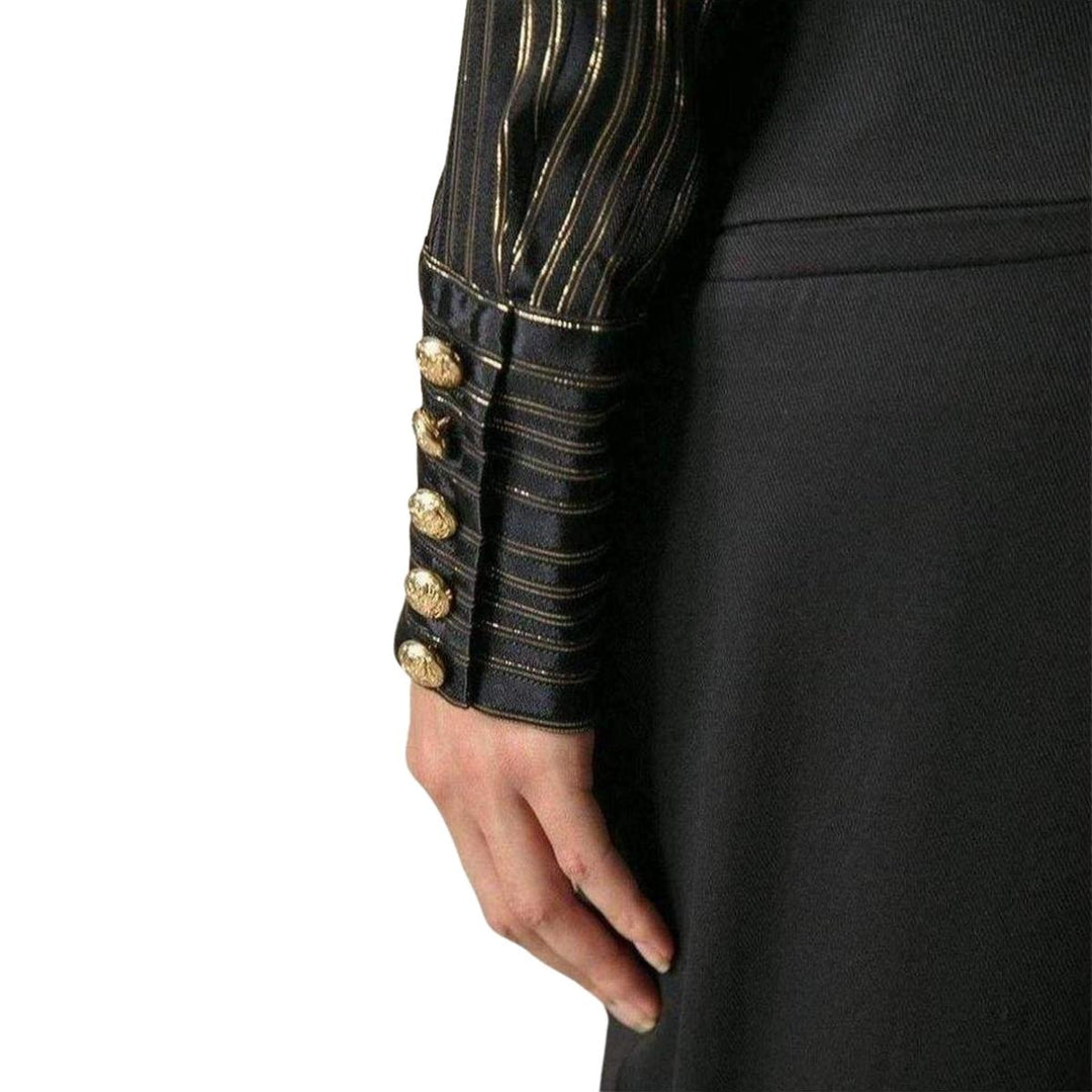 Black and Gold Tone Striped Silk Shirt