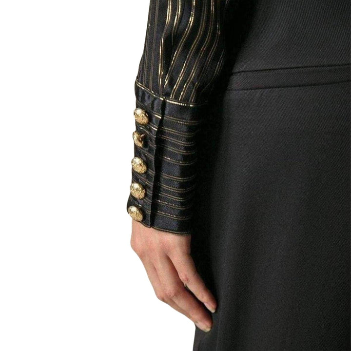 Black and Gold Tone Striped Silk Shirt