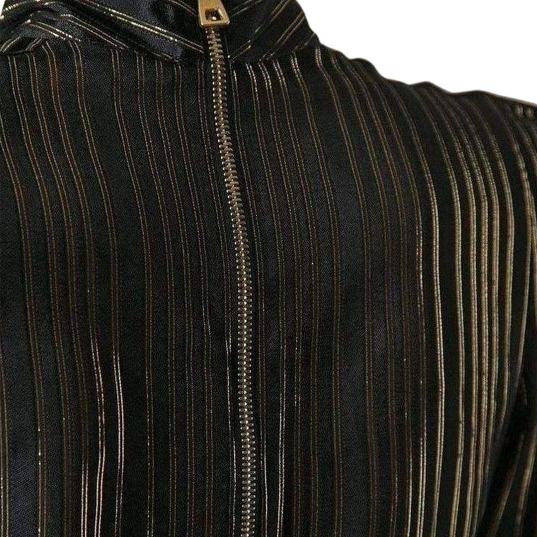 Black and Gold Tone Striped Silk Shirt