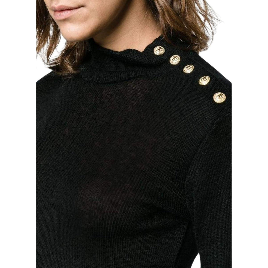 Black Knit Turtleneck Fine Wool Sweater