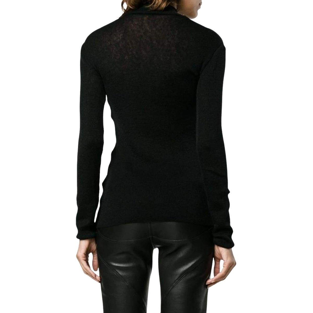 Black Knit Turtleneck Fine Wool Sweater