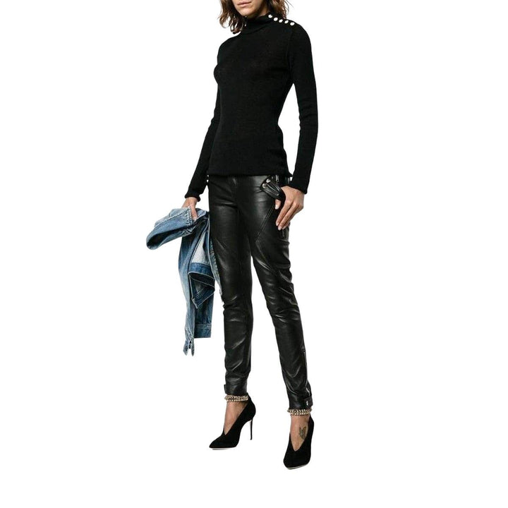 Black Knit Turtleneck Fine Wool Sweater
