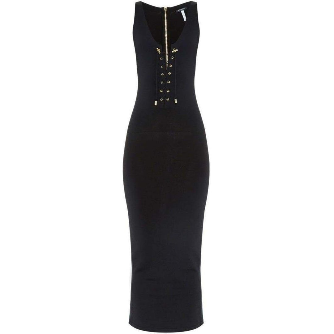 Black Lace-up Tank Dress