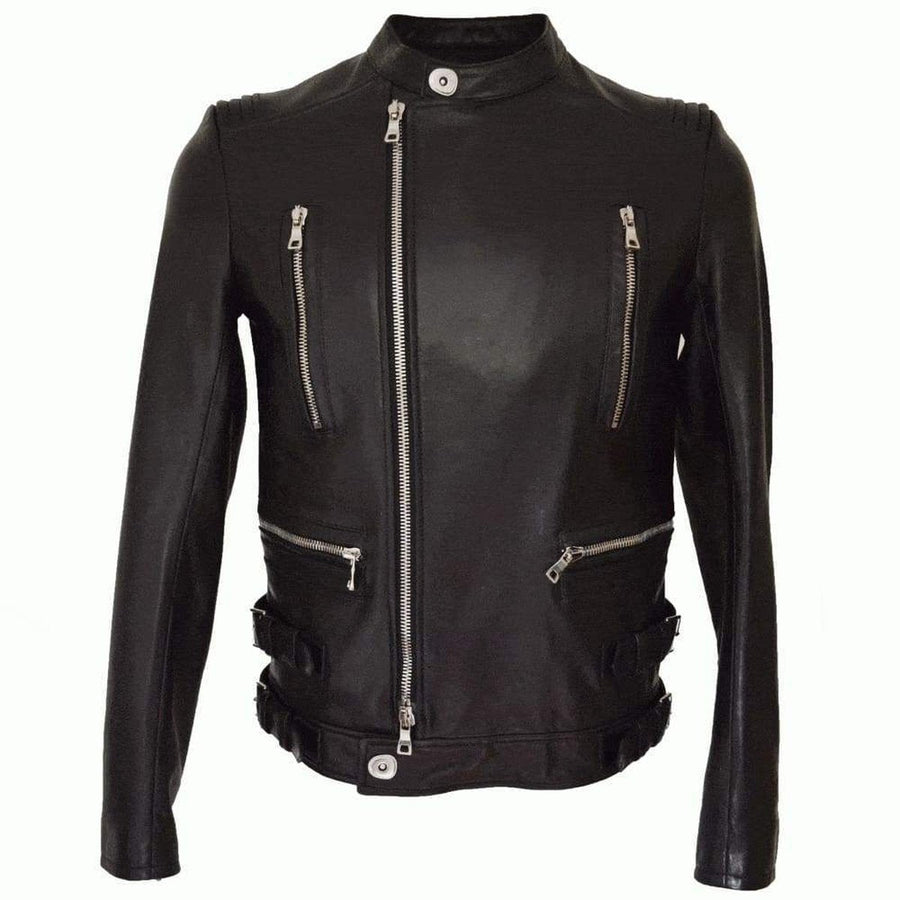 Balmain-Black Leather Biker Jacket - Runway Catalog