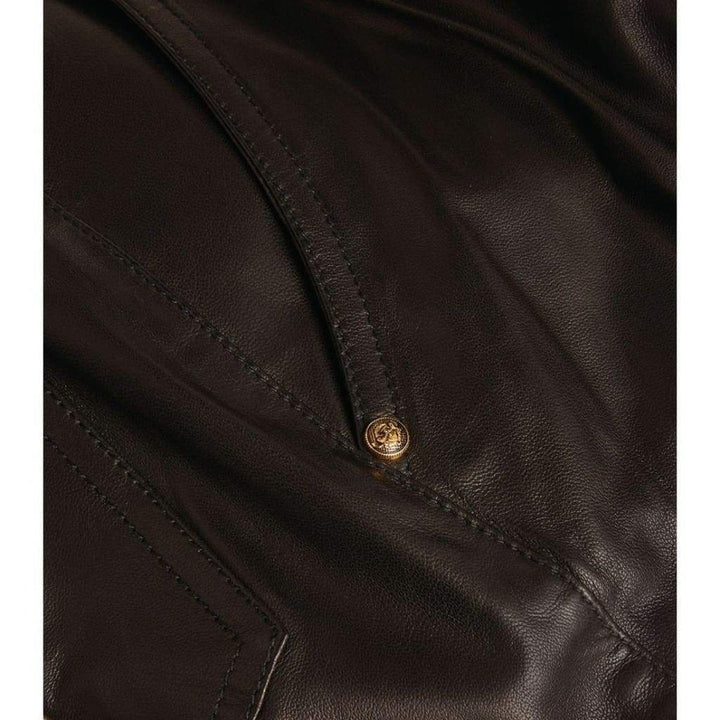 Black Leather High Waist Belted Shorts