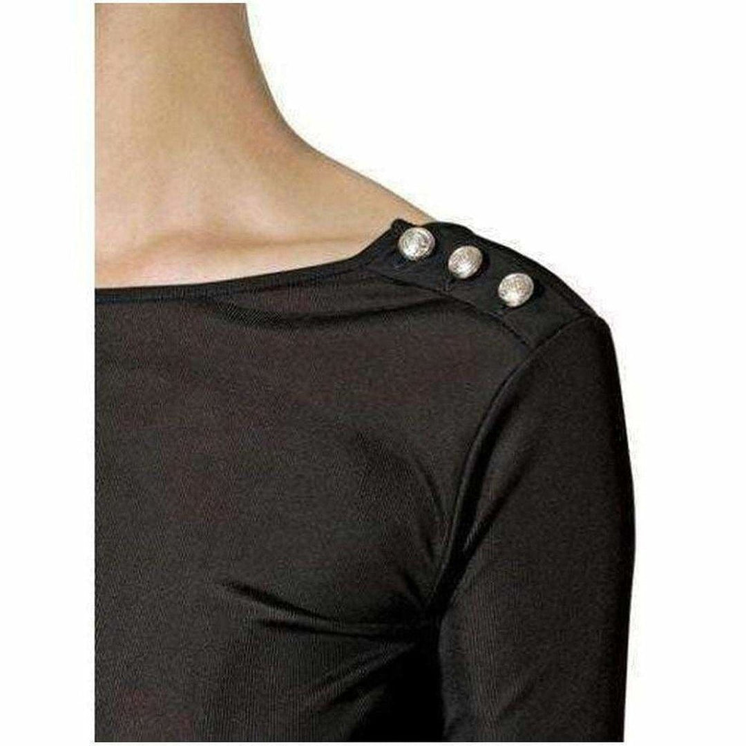 Black Long Sleeve Open Back Cotton Blend Top