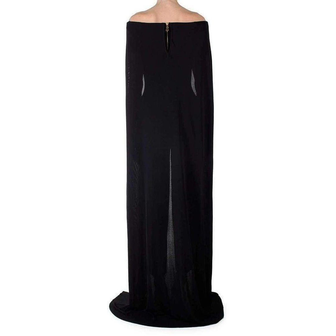Black Off-Shoulder Cape Bodysuit