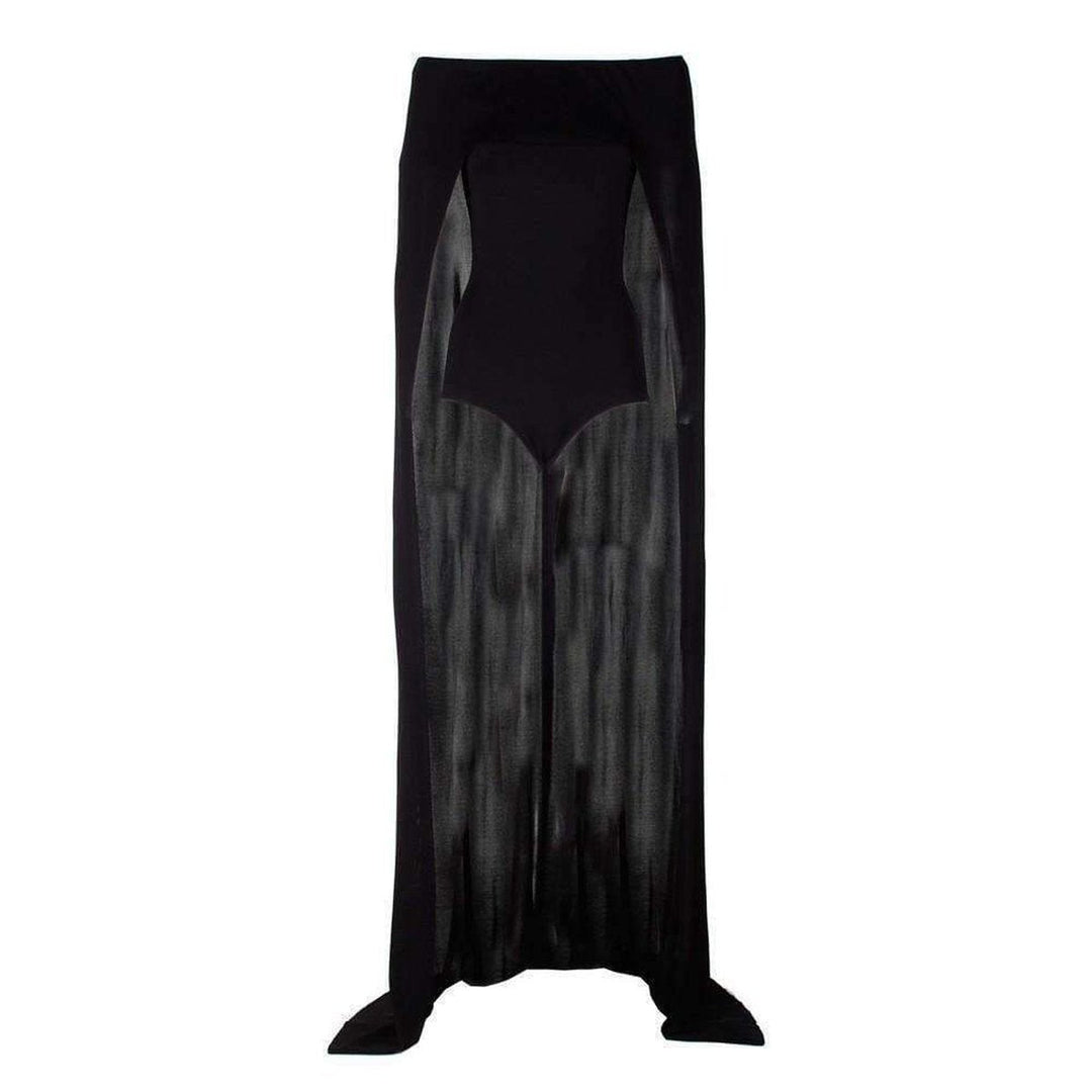 Balmain-Black Off-Shoulder Cape Bodysuit - Runway Catalog