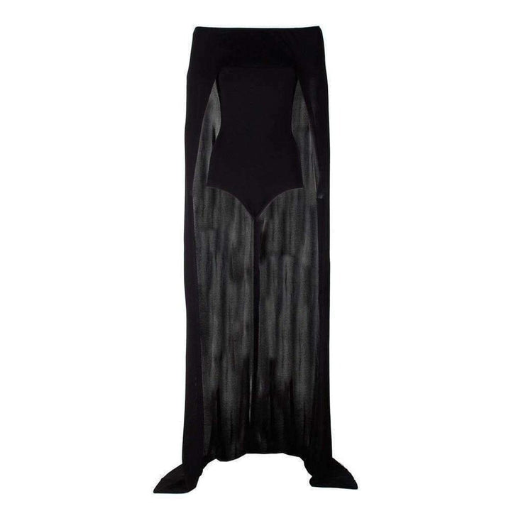 Balmain-Black Off-Shoulder Cape Bodysuit - Runway Catalog