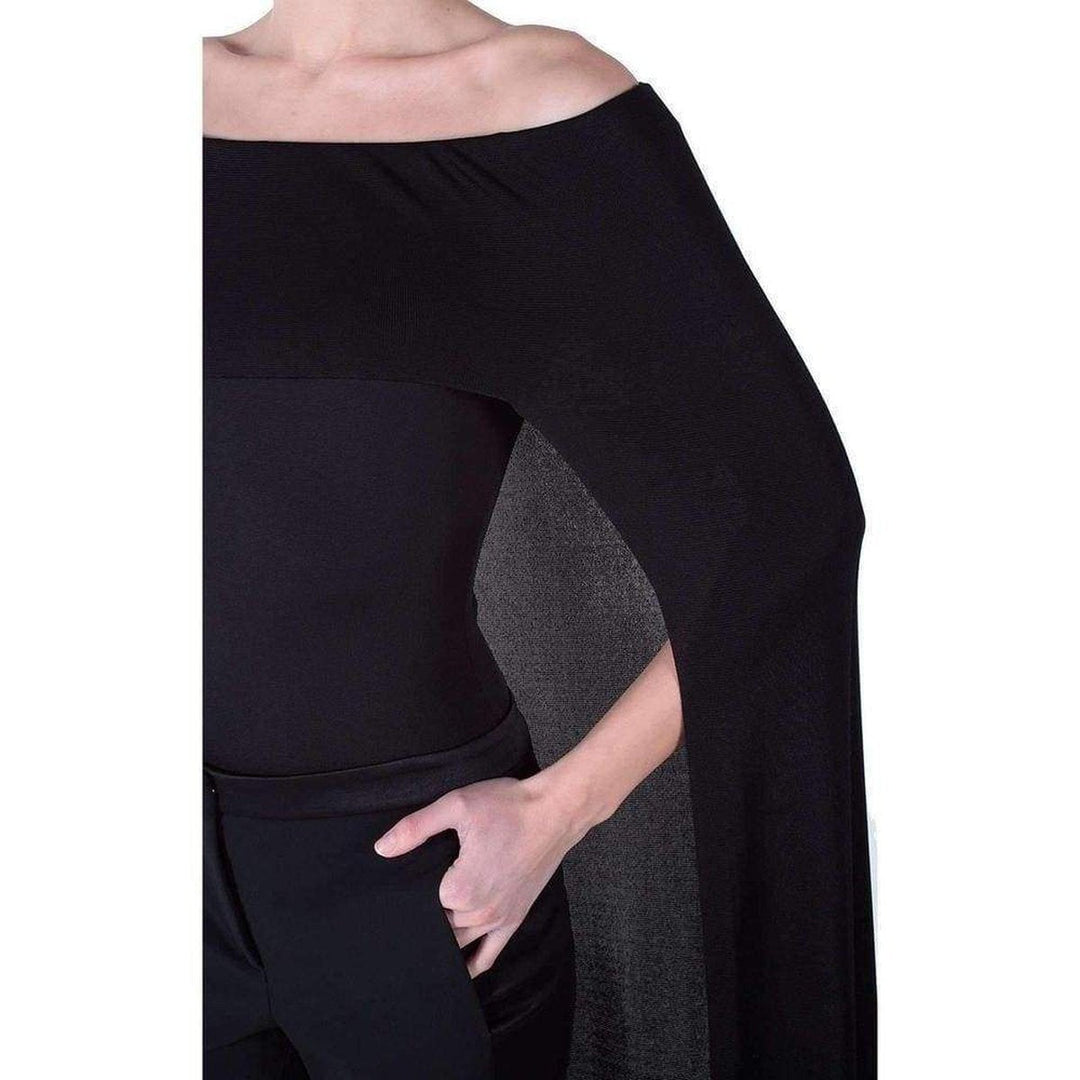 Black Off-Shoulder Cape Bodysuit