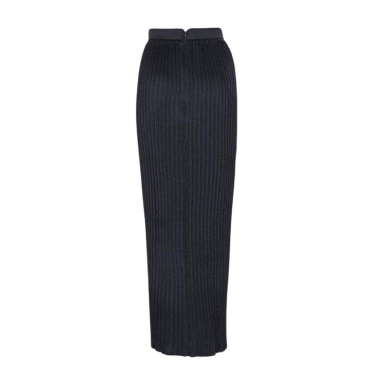 Balmain-Black Pleated Maxi Skirt - Runway Catalog