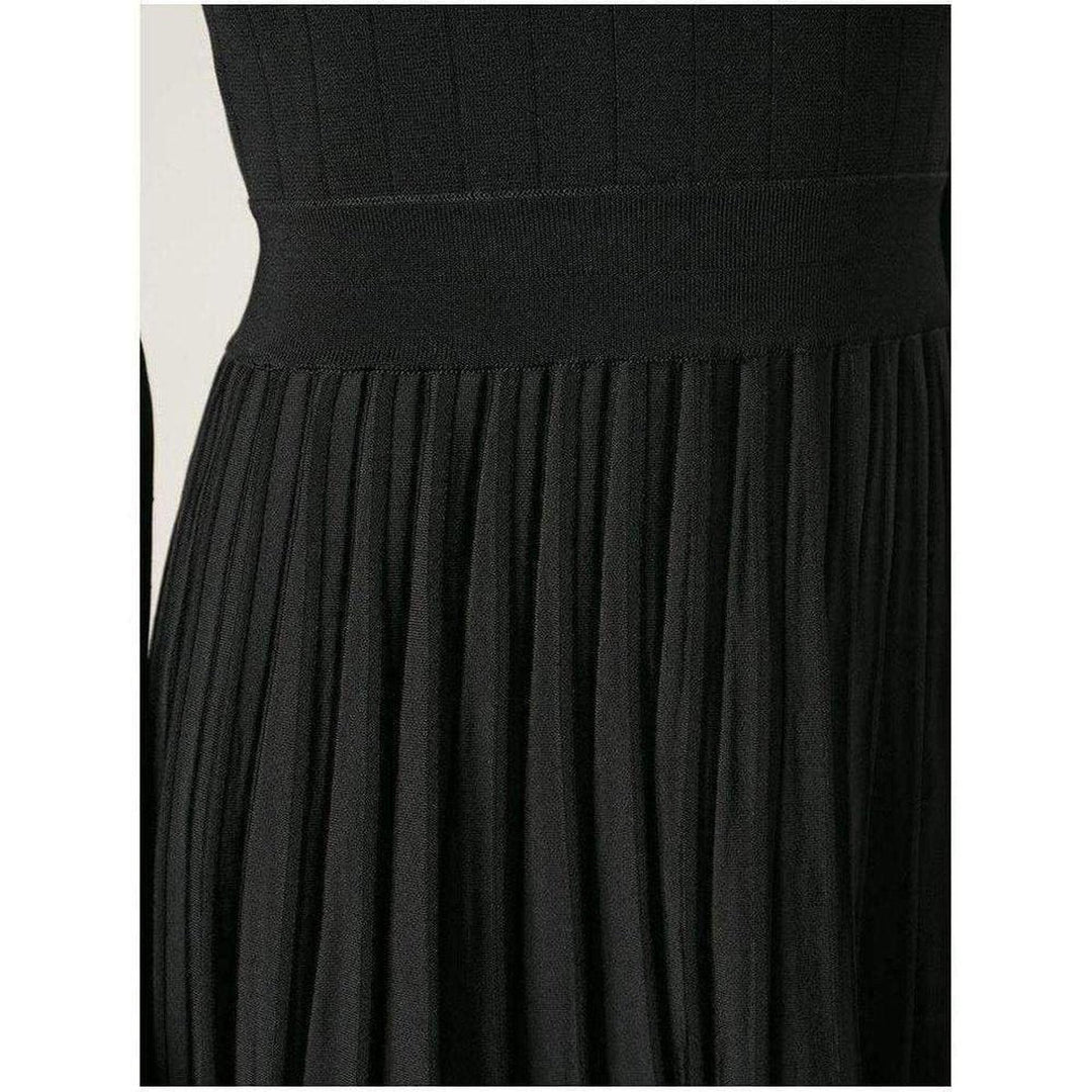 Black Ribbed Stretch Knit Mini Dress