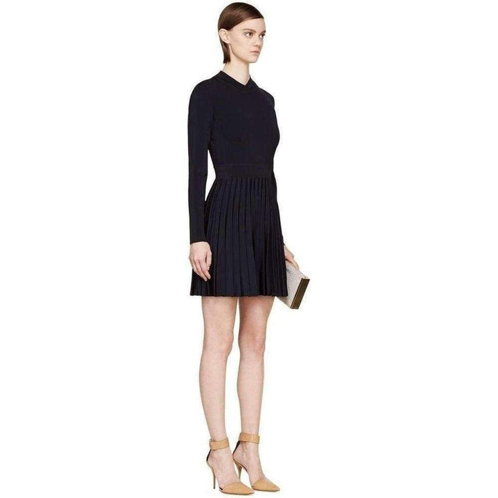 Black Ribbed Stretch Knit Mini Dress