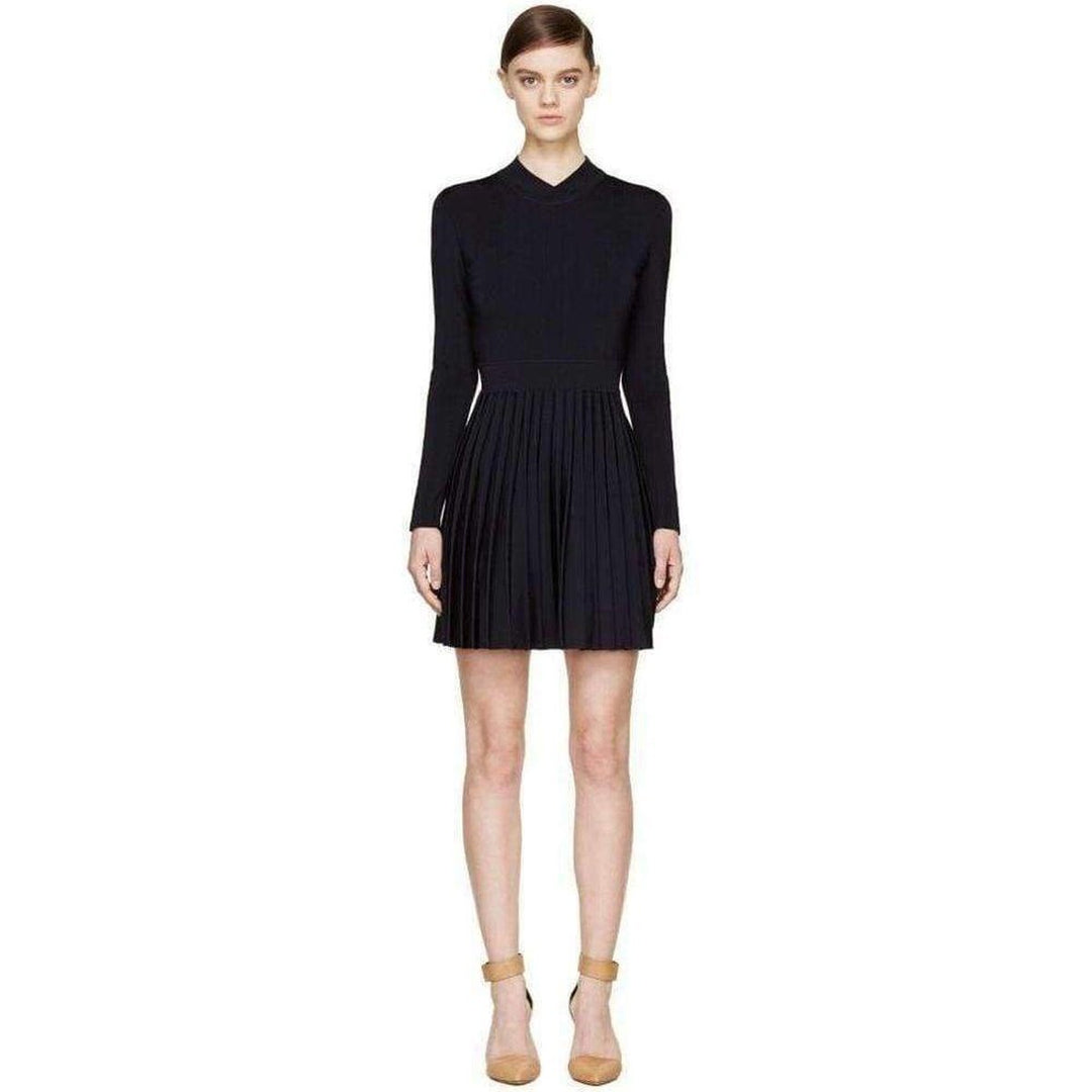Balmain-Black Ribbed Stretch Knit Mini Dress - Runway Catalog
