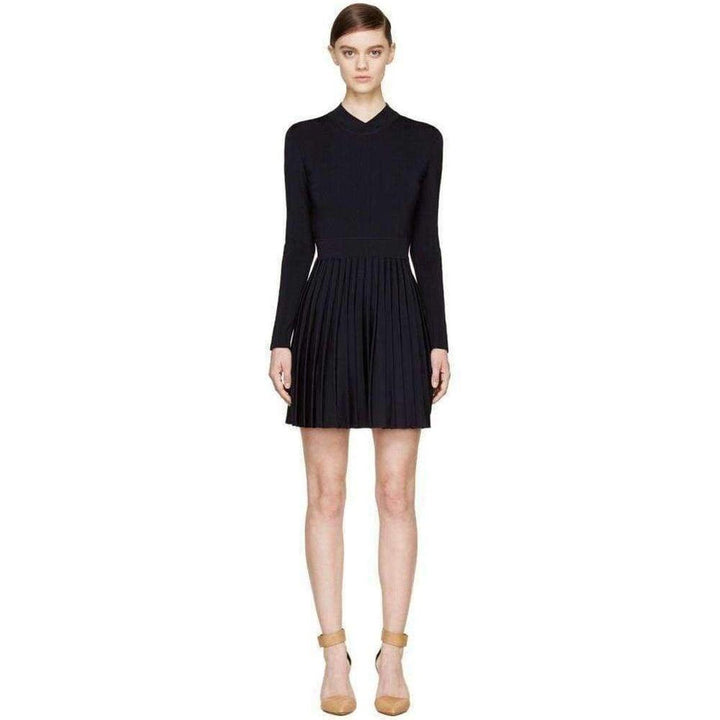 Balmain-Black Ribbed Stretch Knit Mini Dress - Runway Catalog