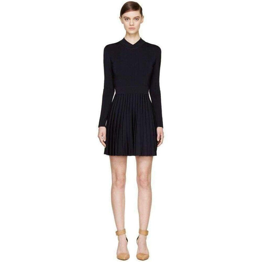 Balmain-Black Ribbed Stretch Knit Mini Dress - Runway Catalog
