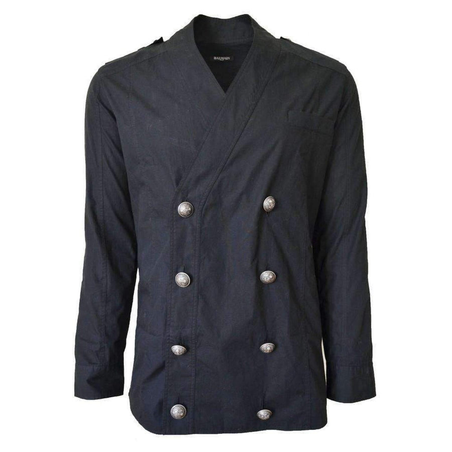 Balmain-Black Shirt Double-breasted Jacket w5ht135c320 - Runway Catalog