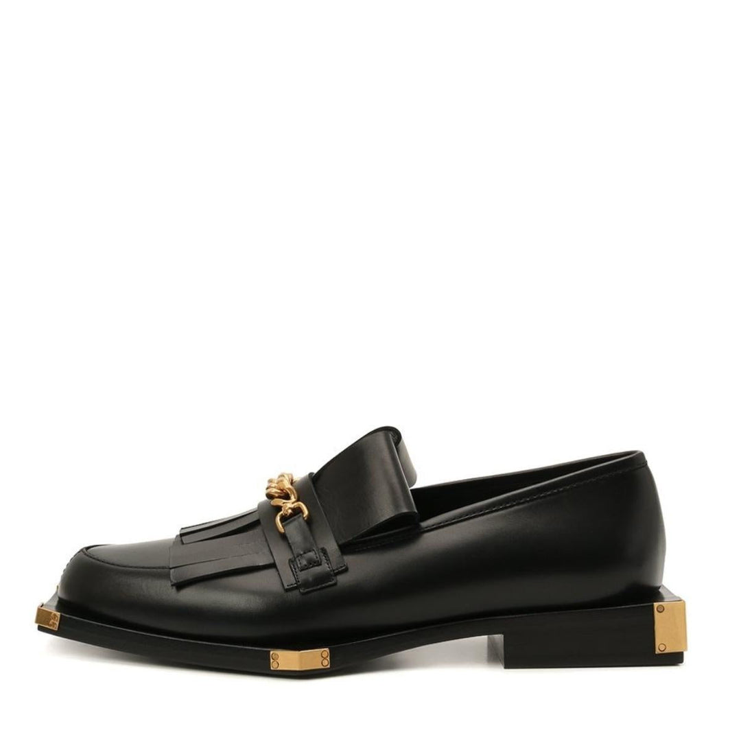 Black Tomi Leather Loafers