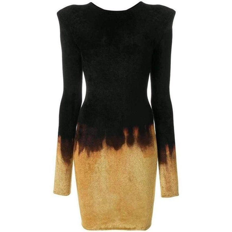 Balmain-Black Velvet Fire Dress - Runway Catalog