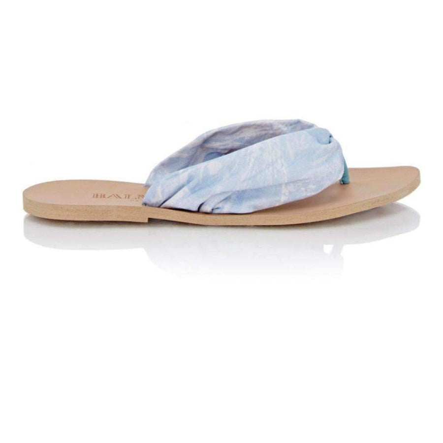 Balmain-Blue Leather Thong Flats - Runway Catalog