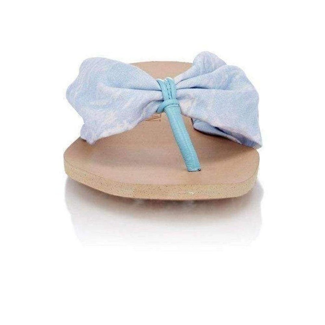 Blue Leather Thong Flats