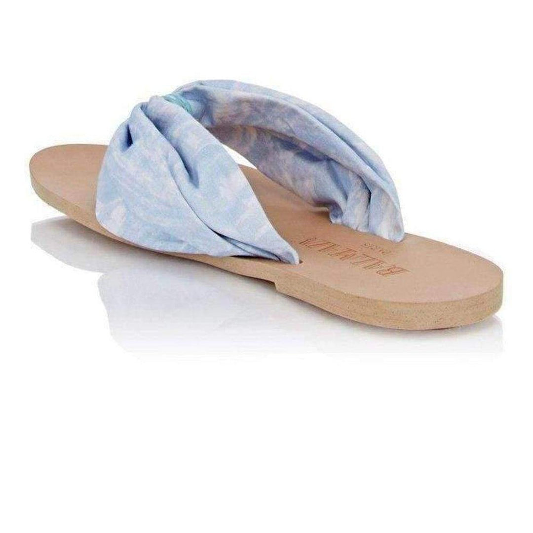 Blue Leather Thong Flats