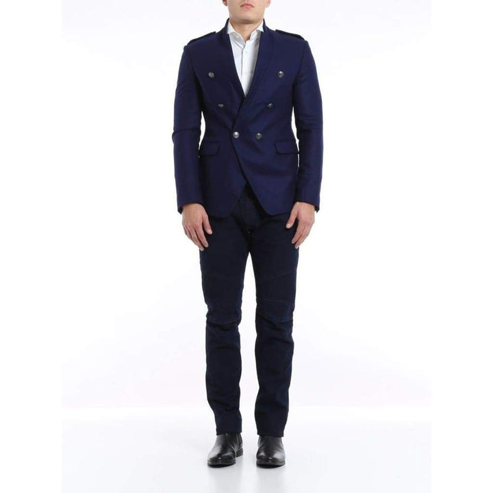 Blue Wool Blazer with Epaulettes