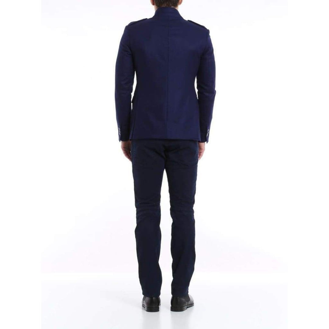 Blue Wool Blazer with Epaulettes