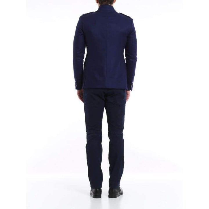 Blue Wool Blazer with Epaulettes