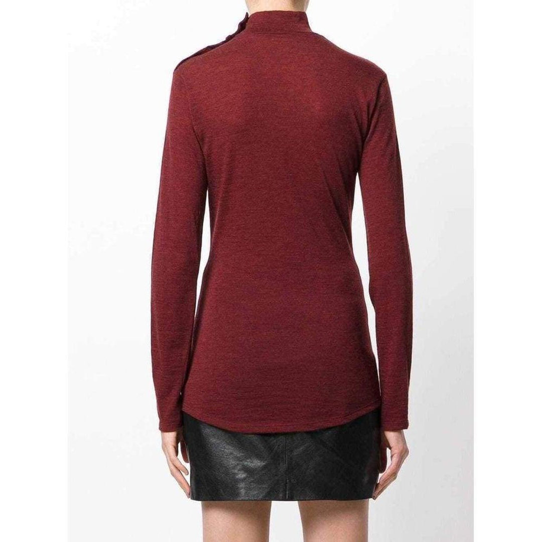 Burgundy Wool Knit Turtleneck Sweater