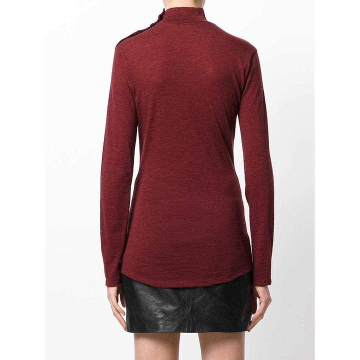 Burgundy Wool Knit Turtleneck Sweater