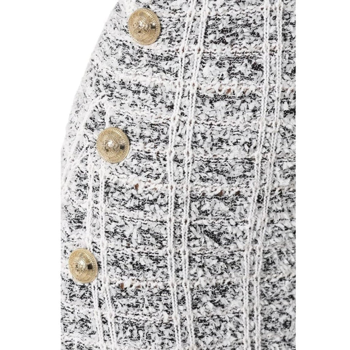 Checked Fringed Wool Blend Dress