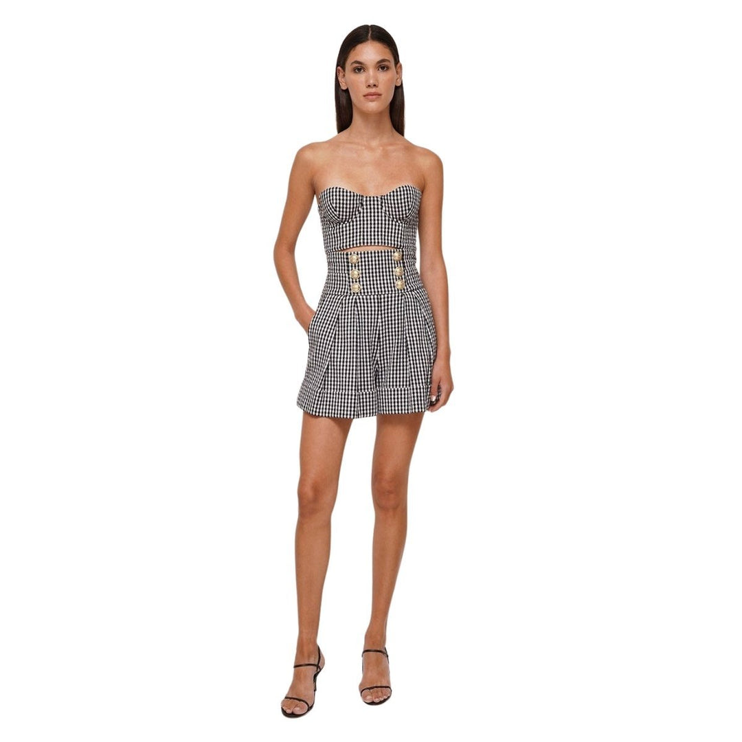 Cotton High-Waisted Shorts In Gingham Print