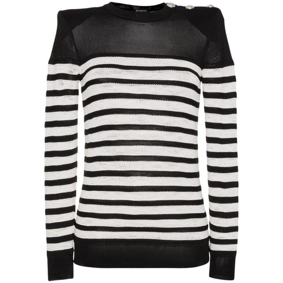 Balmain-Crew Neck Stripe Long Sleeve Jumper - Runway Catalog