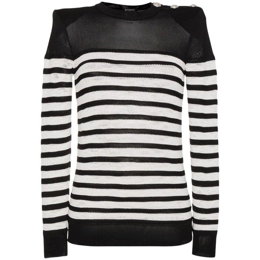 Balmain-Crew Neck Stripe Long Sleeve Jumper - Runway Catalog