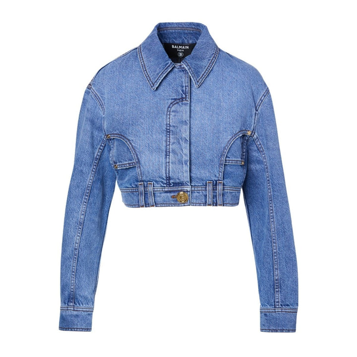 Balmain-Cropped Denim Jacket - Runway Catalog
